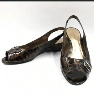 - Antonio MELANI SHOES PEEP TOE PATTON LEATHER SLING BACK LEOPS PRINT SIZE…